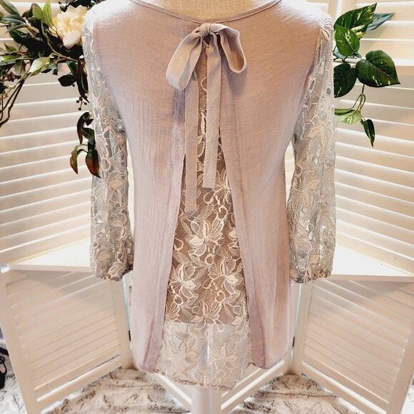 AREVE TIE BACK LACE TUNIC BLOUSE SIZE SMALL - Picture 3 of 10